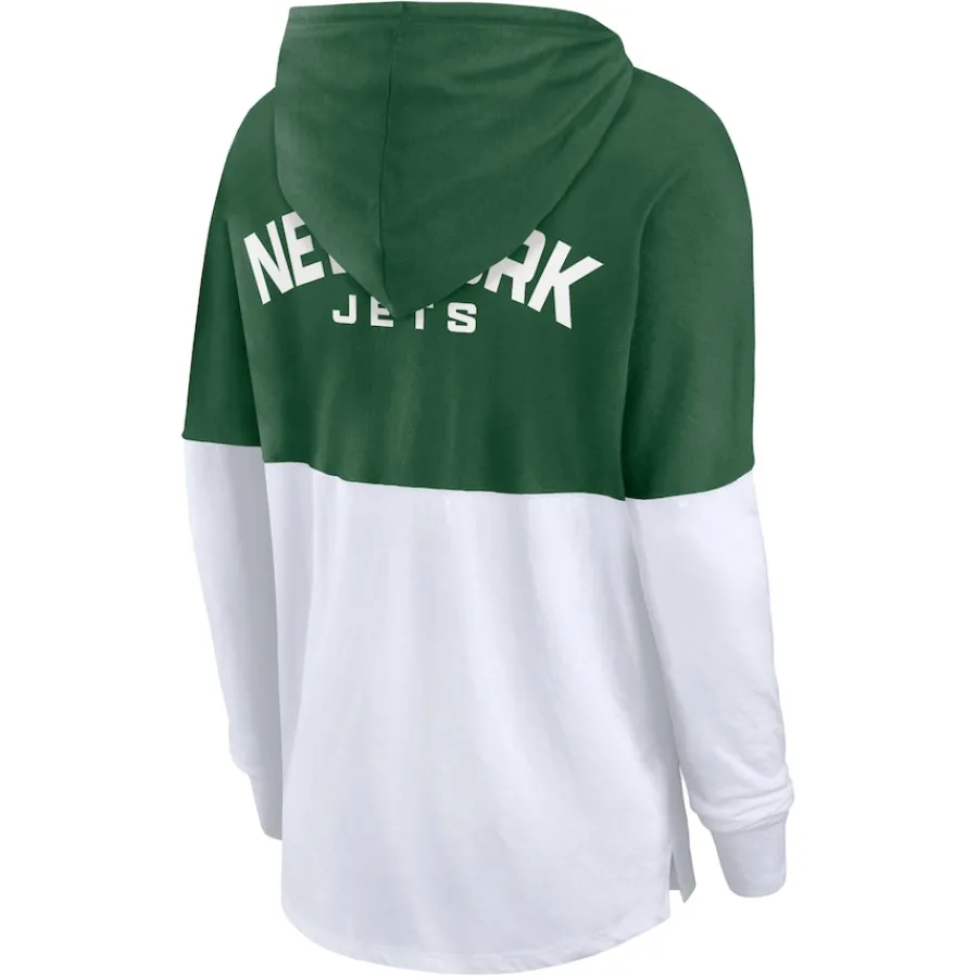 Women New York Jets T-Shirts | Women^Women's Fanatics Green/White Backup Option Long Sleeve Hoodie T-Shirt