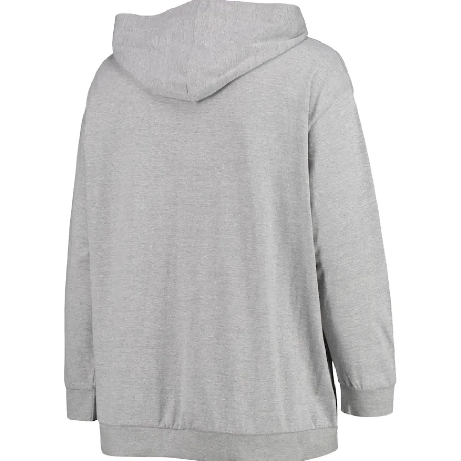 Women New York Jets Sweatshirts & Fleece | Women^Women's Fanatics Heathered Gray Plus Size Lace-Up Pullover Hoodie