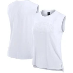 Women New York Jets T-Shirts | Women^Women's Fanatics White Studio Gym Tank Top