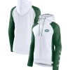 Women New York Jets Jackets | Sweatshirts & Fleece^Women's Fanatics White/Green End Around Lightweight Raglan Full-Zip Hoodie Jacket