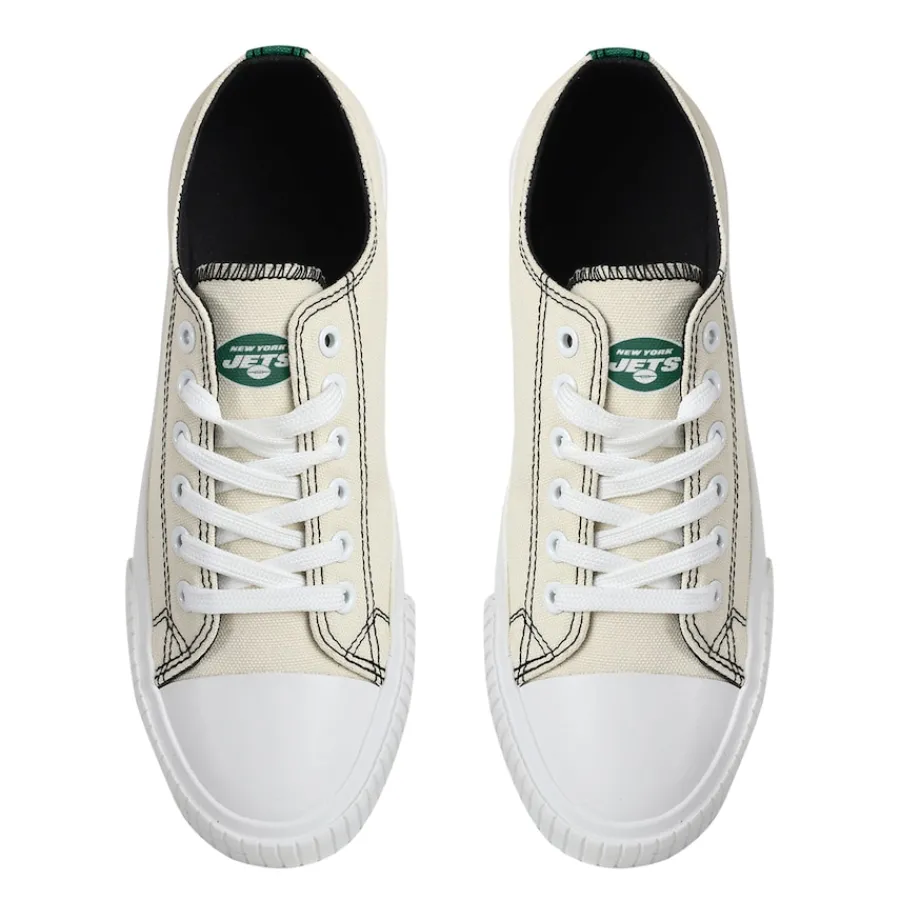Women New York Jets Shoes & Socks^Women's FOCO Cream Low Top Canvas Shoes