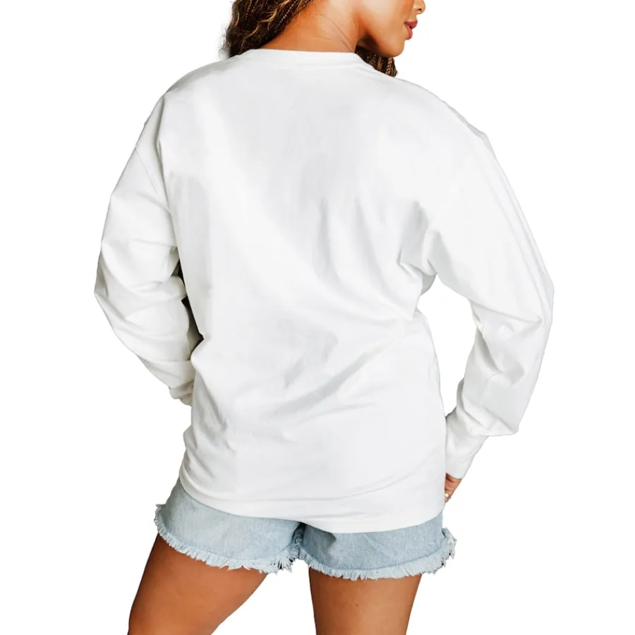 Women New York Jets Jackets^Women's Gameday Couture White Classic Comeback Oversized Long Sleeve T-Shirt