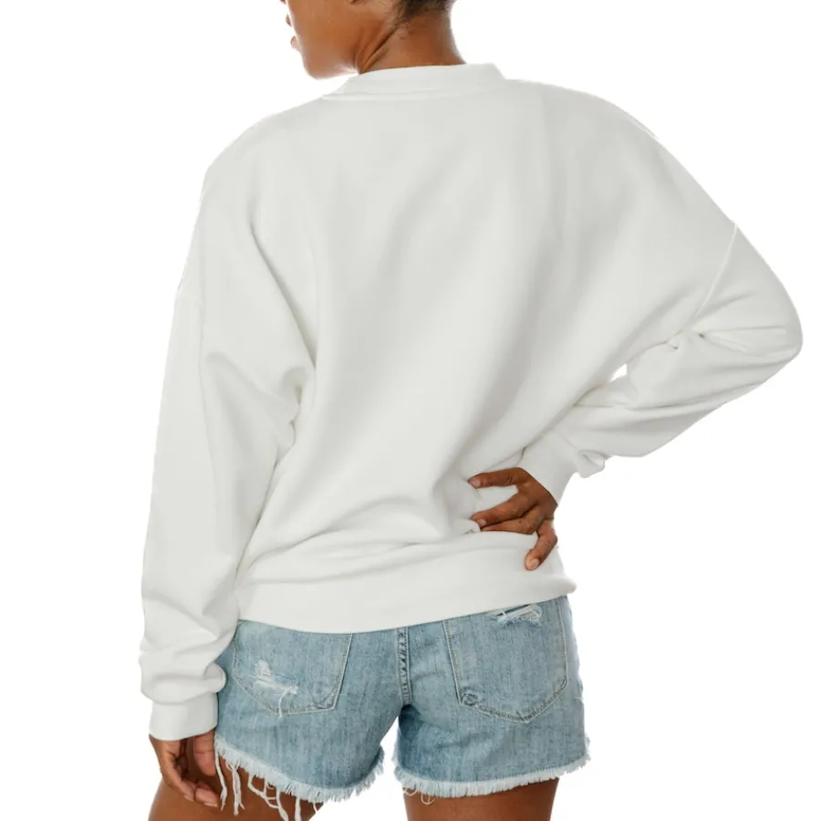Women New York Jets Sweatshirts & Fleece | Women^Women's Gameday Couture White Sunday Drives Oversized Crewneck Pullover Sweatshirt