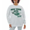 Women New York Jets Jackets | Sweatshirts & Fleece^Women's Gameday Couture Ash Gridiron Goals Premium Drop Shoulder Pullover Sweatshirt