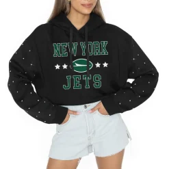 Women New York Jets Jackets^Women's Gameday Couture Black Like A Star Scrunch Waist Pullover Hoodie