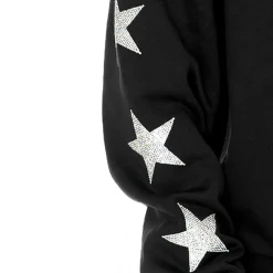 Women New York Jets Jackets | Sweatshirts & Fleece^Women's Gameday Couture Black Rhinestone Star Sleeve Settle The Score Tri-Blend Pullover