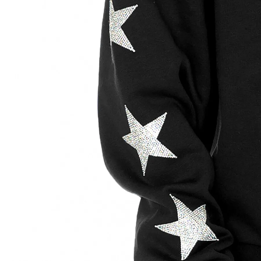 Women New York Jets Jackets | Sweatshirts & Fleece^Women's Gameday Couture Black Rhinestone Star Sleeve Settle The Score Tri-Blend Pullover