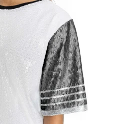 Women New York Jets Dresses & Skirts^Women's Gameday Couture White/Black Bling It Full Sequin Jersey Dress