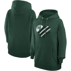 Women New York Jets Jackets^Women's G-III 4Her By Carl Banks Green Heart Fleece Tri-Blend Pullover Hoodie
