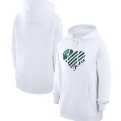 Women New York Jets Jackets^Women's G-III 4Her By Carl Banks White Heart Fleece Tri-Blend Pullover Hoodie