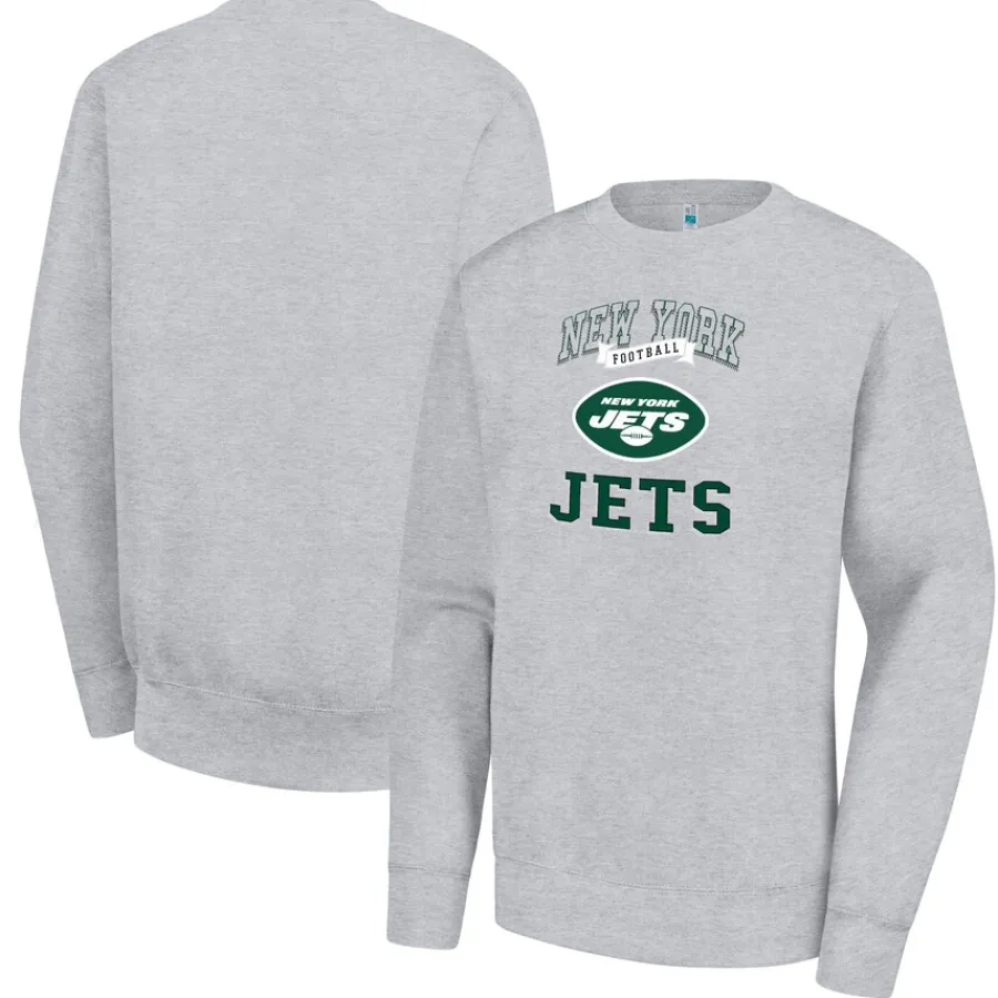 Women New York Jets Jackets | Sweatshirts & Fleece^Women's G-III 4Her By Carl Banks Heather Gray Team Tri-Blend Fleece Pullover Sweatshirt