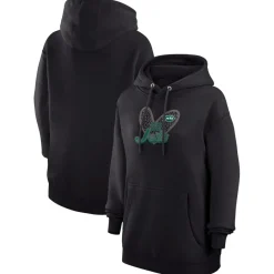 Women New York Jets Jackets^Women's G-III 4Her By Carl Banks Black Animal Print Heart Team Graphic Fleece Tri-Blend Pullover Hoodie