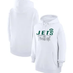 Women New York Jets Jackets^Women's G-III 4Her By Carl Banks White Team Sport Tri-Blend Fleece Pullover Hoodie