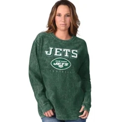 Women New York Jets Sweatshirts & Fleece | Women^Women's G-III 4Her By Carl Banks Green Comfy Cord Pullover Sweatshirt