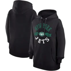 Women New York Jets Jackets^Women's G-III 4Her By Carl Banks Black Large Round Team Graphic Fleece Pullover Hoodie