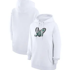 Women New York Jets Jackets^Women's G-III 4Her By Carl Banks White Animal Print Heart Team Graphic Fleece Tri-Blend Pullover Hoodie
