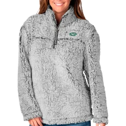 Women New York Jets Jackets | Sweatshirts & Fleece^Women's G-III 4Her By Carl Banks Gray Sherpa Full-Zip Jacket