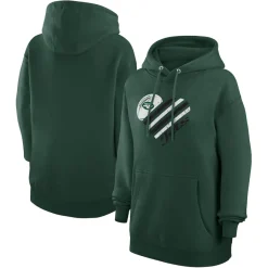 Women New York Jets Jackets^Women's G-III 4Her By Carl Banks Green Heart Fleece Tri-Blend Pullover Hoodie