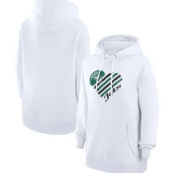 Women New York Jets Jackets^Women's G-III 4Her By Carl Banks White Heart Fleece Tri-Blend Pullover Hoodie