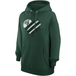 Women New York Jets Jackets^Women's G-III 4Her By Carl Banks Green Heart Fleece Tri-Blend Pullover Hoodie