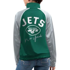 Women New York Jets Jackets^Women's G-III 4Her By Carl Banks Green Showup Fashion Dolman Full-Zip Track Jacket
