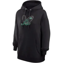 Women New York Jets Jackets^Women's G-III 4Her By Carl Banks Black Animal Print Heart Team Graphic Fleece Tri-Blend Pullover Hoodie
