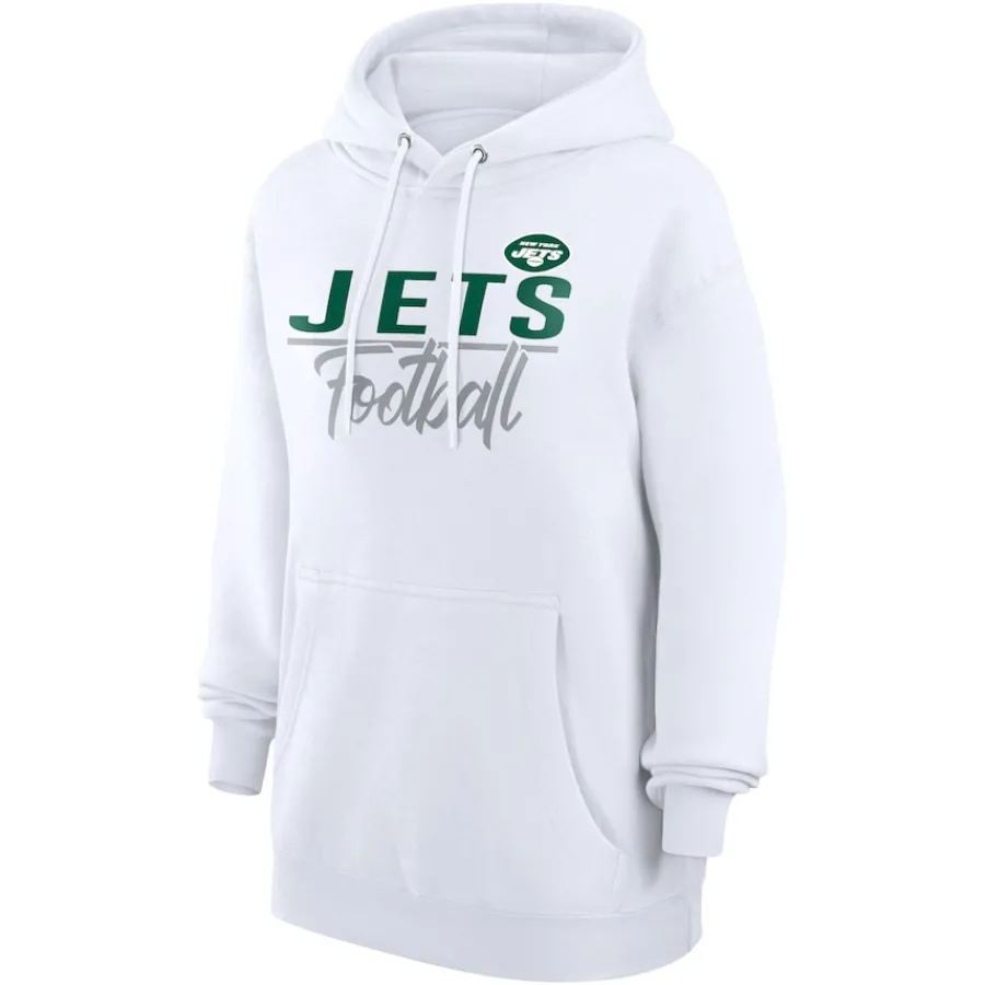 Women New York Jets Jackets^Women's G-III 4Her By Carl Banks White Team Sport Tri-Blend Fleece Pullover Hoodie