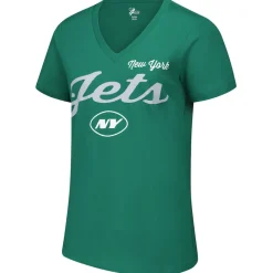 Women New York Jets T-Shirts | Women^Women's G-III 4Her By Carl Banks Green Post Season V-Neck T-Shirt