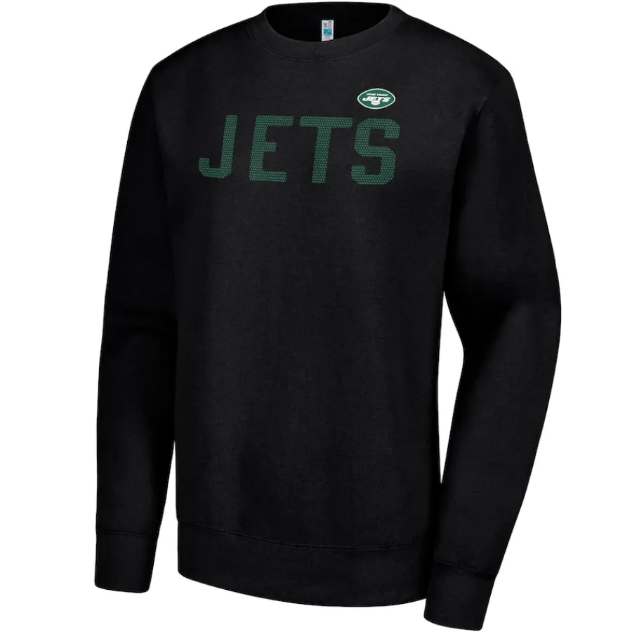 Women New York Jets Jackets | Sweatshirts & Fleece^Women's G-III 4Her By Carl Banks Black Dot Print Fleece Pullover Sweatshirt