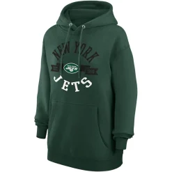 Women New York Jets Jackets^Women's G-III 4Her By Carl Banks Green Large Round Team Graphic Fleece Pullover Hoodie