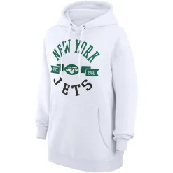 Women New York Jets Jackets^Women's G-III 4Her By Carl Banks White Large Round Team Graphic Fleece Pullover Hoodie