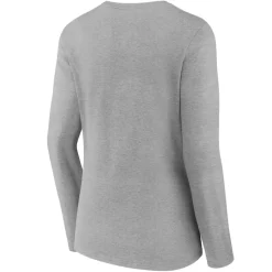 Women New York Jets T-Shirts | Women^Women's Heather Gray Logo Team Lockup Long Sleeve V-Neck T-Shirt