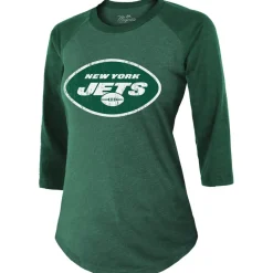 Women New York Jets T-Shirts | Women^Women's Majestic Threads Ahmad Sauce Gardner Green Player Name & Number Tri-Blend 3/4-Sleeve Fitted T-Shirt