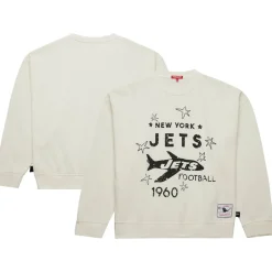 Women New York Jets Sweatshirts & Fleece | Women^Women's Mitchell & Ness Cream Throwback Logo 3.0 Pullover Sweatshirt