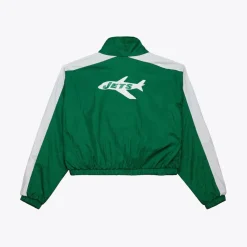 Women New York Jets Jackets^Women's Mitchell & Ness Green Nylon Cropped Full-Zip Jacket
