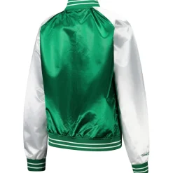 Women New York Jets Jackets^Women's Mitchell & Ness Green Team 2.0 Satin Raglan Full-Snap Jacket