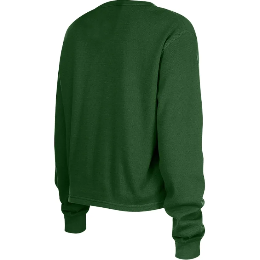 New York Jets Long Sleeved^Women's New Era Green Thermal Crop Long Sleeve T-Shirt