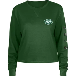New York Jets Long Sleeved^Women's New Era Green Thermal Crop Long Sleeve T-Shirt