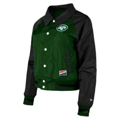 Women New York Jets Jackets^Women's New Era Green Coaches Raglan Full-Snap Jacket
