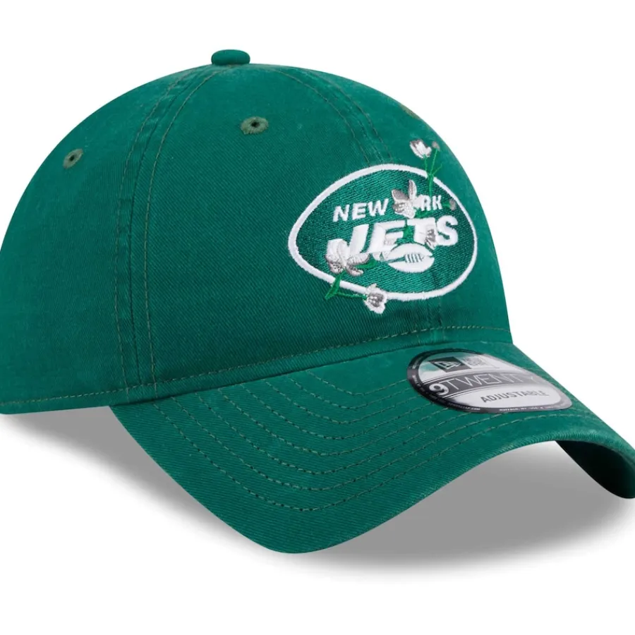 Women New York Jets Hats | Women^Women's New Era Green Game Day Flower 9TWENTY Adjustable Hat