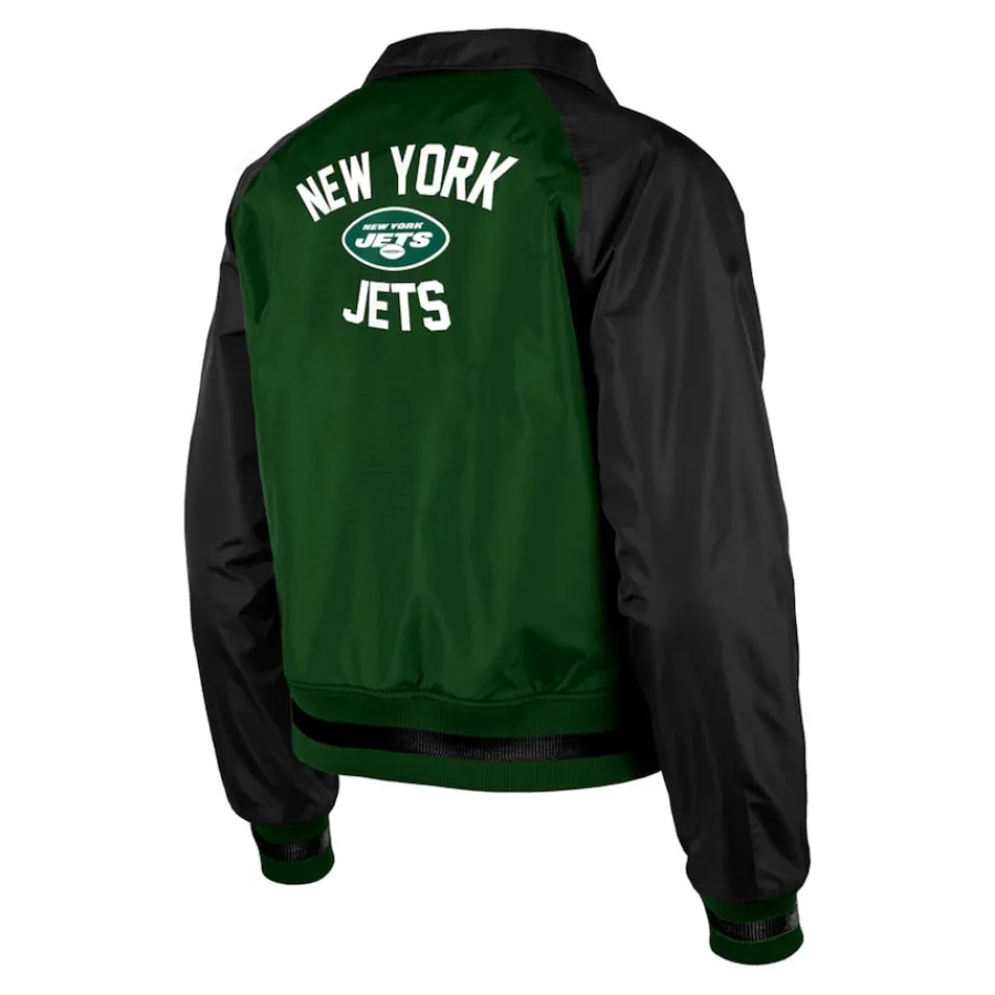 Women New York Jets Jackets^Women's New Era Green Coaches Raglan Full-Snap Jacket