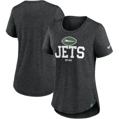 Women New York Jets T-Shirts | Women^Women's Nike Heather Black Fashion Tri-Blend T-Shirt