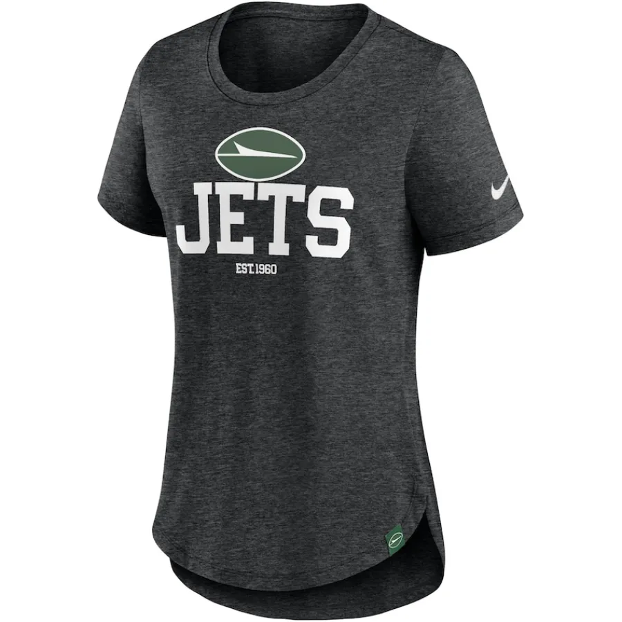 Women New York Jets T-Shirts | Women^Women's Nike Heather Black Fashion Tri-Blend T-Shirt