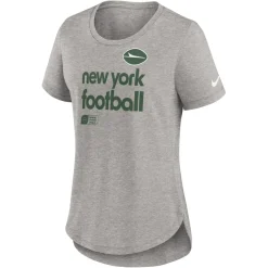 Women New York Jets T-Shirts | Women^Women's Nike Heather Gray Fashion Tri-Blend T-Shirt