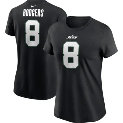 Women New York Jets T-Shirts | Women^Women's Nike Aaron Rodgers Black Name & Number T-Shirt