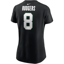 Women New York Jets T-Shirts | Women^Women's Nike Aaron Rodgers Black Name & Number T-Shirt
