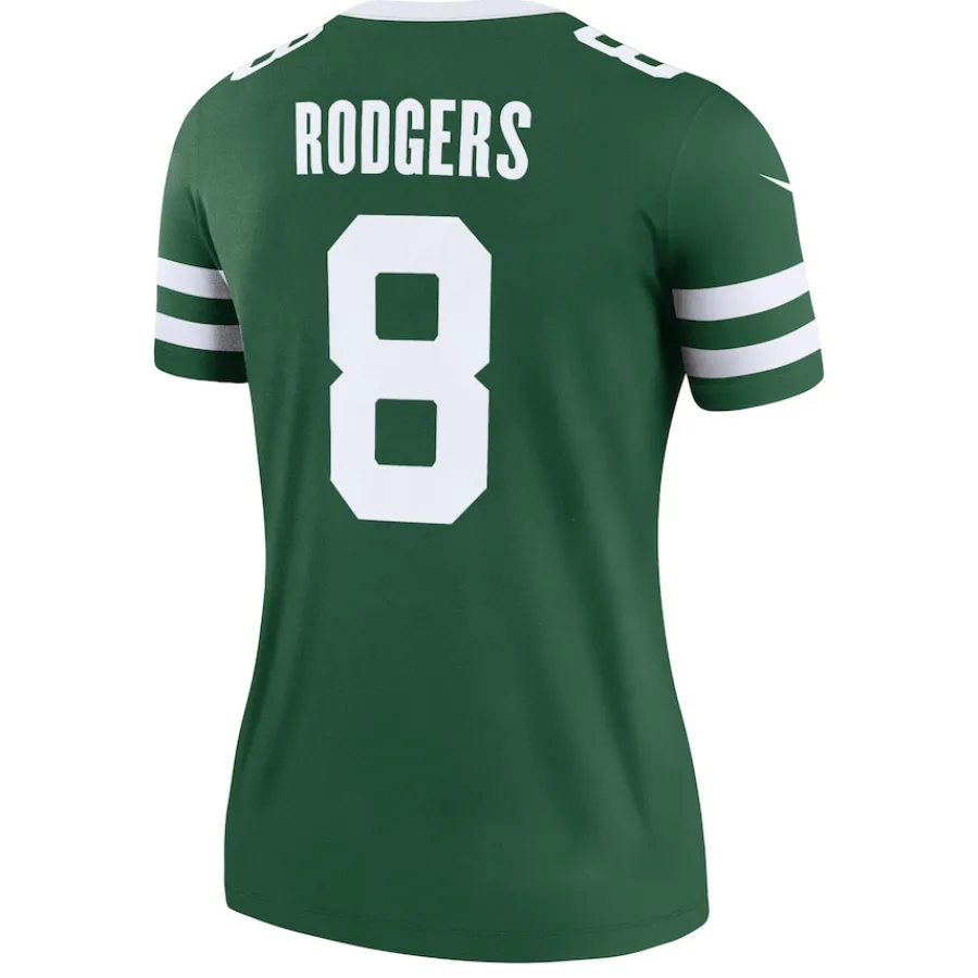 Women New York Jets Jerseys | Women^Women's Nike Aaron Rodgers Legacy Green Legend Player Performance Top