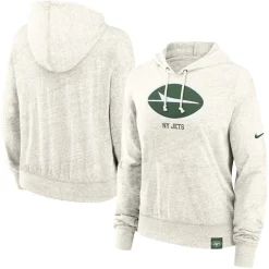 Women New York Jets Sweatshirts & Fleece | Women^Women's Nike Cream Gym Vintage Logo Pullover Hoodie