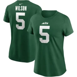 Women New York Jets T-Shirts | Women^Women's Nike Garrett Wilson Legacy Green Name & Number T-Shirt