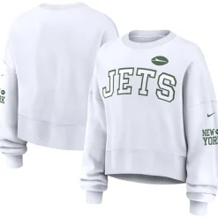 Women New York Jets Sweatshirts & Fleece | Women^Women's Nike White Oversized Long Sleeve Cropped Sweatshirt
